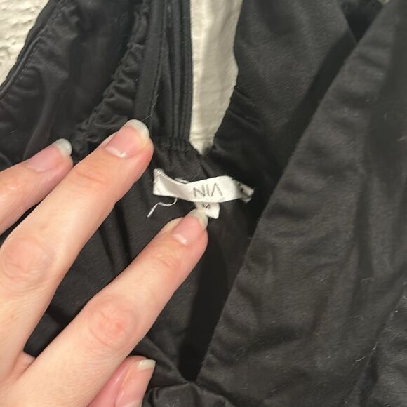 NIA Black Poplin Babydoll Mini Dress Size Medium - Picture 2 of 8